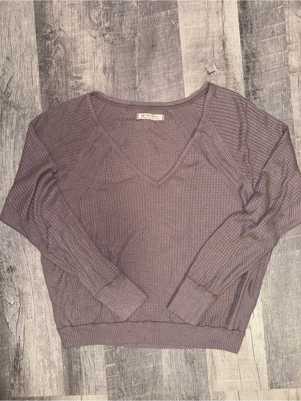 Free People We The Free Santa Clara V-Neck Thermal Top Dusty Purple Size S